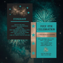 Vier 4 juli met koper en turquoise