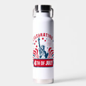 Vier 4 juli met Vrijheidsbeeld Kunst Waterfles (Voorkant)