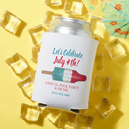 Vier 4 juli Rood Wit Blauw Raket Pop Blikjeskoeler (Insitu Zomer)