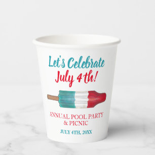 Vier 4 juli Rood Wit Blauw Raket Pop Papieren Bekers