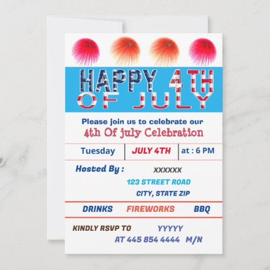 Vier 4 juli-viering kaart (Voorkant)