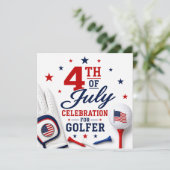 Vier 4 juli voor golfer kaart (Staand voorkant)