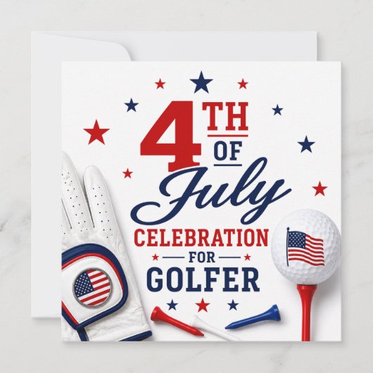 Vier 4 juli voor golfer kaart (Voorkant)