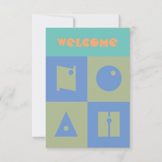 Vier 4 letter baby jongen pasgeborene felicitatiek bedankkaart (Voorkant)