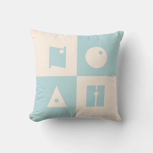 Vier 4 letter baby naam beige blauwgroen kinderdag kussen (Voorkant)