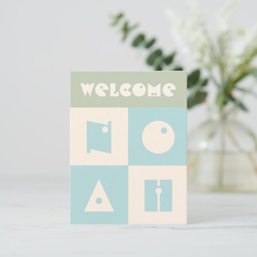 Vier 4 letter baby naam nieuwe ouders felicitatie briefkaart (Staand voorkant)