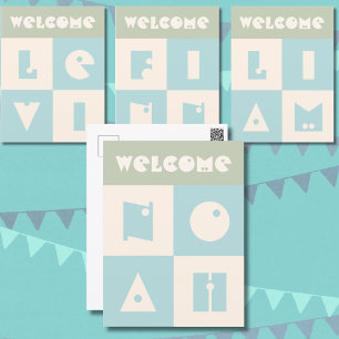 Vier 4 letter baby naam nieuwe ouders felicitatie briefkaart