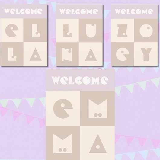 Vier 4 letter nieuwe baby meisje naam gefeliciteer bedankkaart