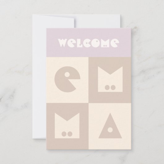 Vier 4 letter nieuwe baby meisje naam gefeliciteer bedankkaart (Voorkant)