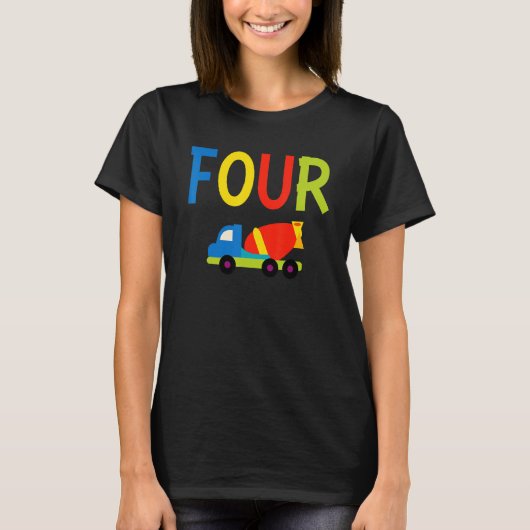 Vier 4e verjaardag 4 jaar oud jongen constructie T T-shirt (Voorkant)