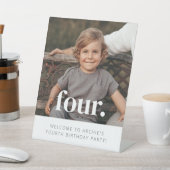 Vier - 4e verjaardag Foto Welkom Teken Reclamebord Met Voetstuk (Insitu)