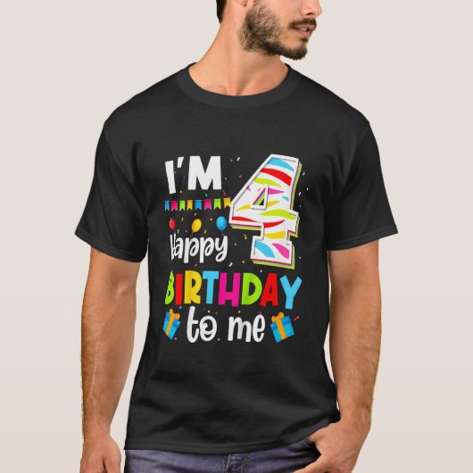 Vier 4jr 4e Happy Birthday To Me Jongens Meisjes I T-shirt (Voorkant)