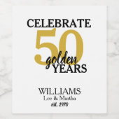 Vier 50 gouden jaren 50ste bruiloft Jubileum Wijn Etiket (Enkel label)