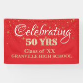Vier 50 jaar! Aangepaste klasreüniebanner Spandoek (Horizontaal)