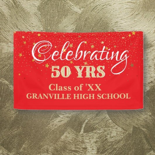 Vier 50 jaar! Aangepaste klasreüniebanner Spandoek