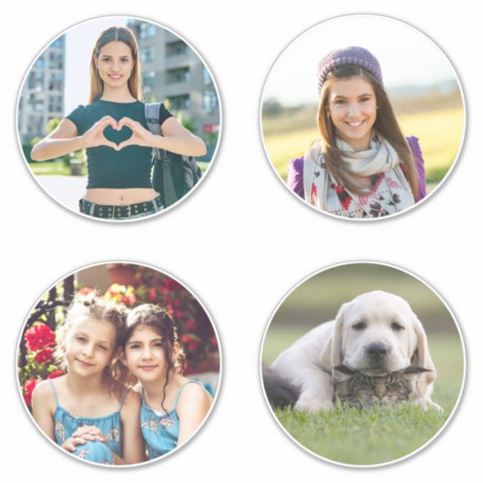 Vier 6" Circle Family foto's Sticker (Voorkant)