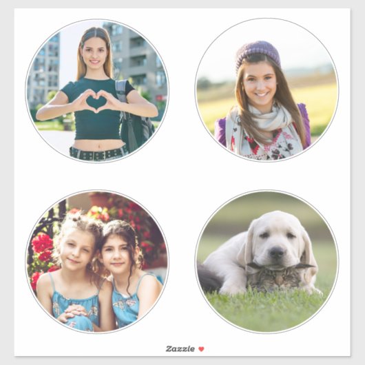 Vier 6" cirkel familiefoto's sticker (Vel)