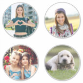 Vier 6" cirkel familiefoto's sticker (Voorkant)