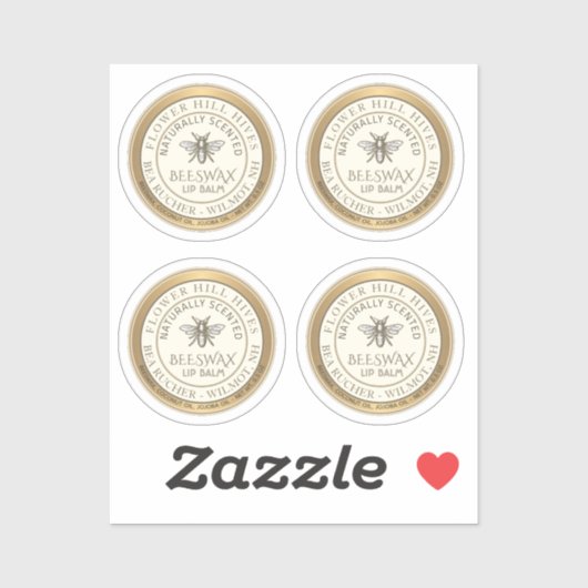 Vier 7/8-inch bijenwas- lip-etiketten Waterdicht Sticker (Vel)