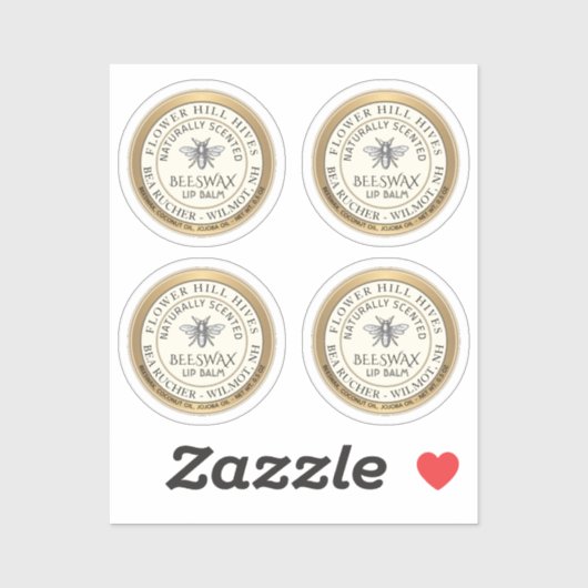 Vier 7/8-inch bijenwas- lip-etiketten Waterdicht Sticker (Vel)