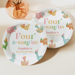 Vier A-Saurus Dinosaurus 4e Verjaardagsfeest Papieren Bordje<br><div class="desc">Dit is een Vier A-Saurus Dinosaurus 4e Verjaardagsfeestje Papier Borden!</div>