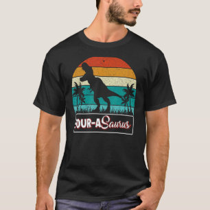 Vier A Saurus Verjaardag Rex 4 Jaar Oud Dino 4e Di T-shirt