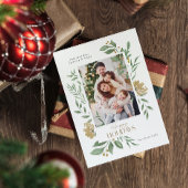 Vier aangepaste foto's Happy Holiday Floral Lijst  Kaart