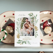 Vier aangepaste foto's Happy Holiday Floral Lijst  Kaart
