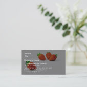 Vier aardbeien op witte achtergrond visitekaartje (Staand voorkant)