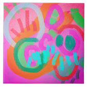 Vier Abstract digitaal schilderen Tegeltje (Voorkant)