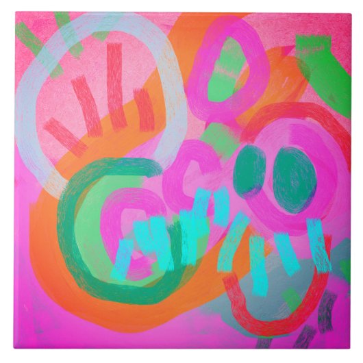 Vier Abstract digitaal schilderen Tegeltje (Voorkant)