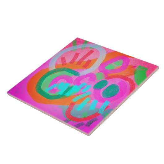 Vier Abstract digitaal schilderen Tegeltje (Zijkant)