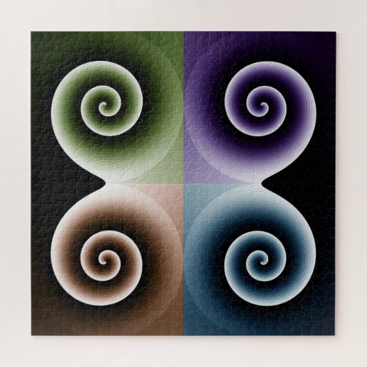 Vier Abstracte kleurenspiralen Legpuzzel (Horizontaal)