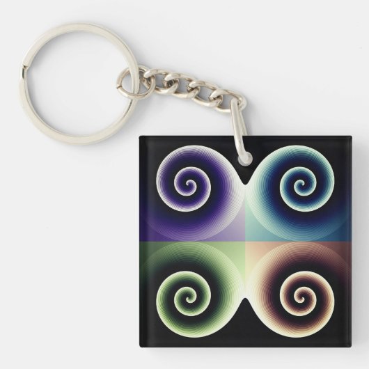 Vier Abstracte kleurenspiralen Sleutelhanger (voorkant)