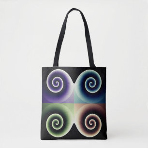 Vier Abstracte kleurenspiralen Tote Bag