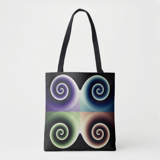 Vier Abstracte kleurenspiralen Tote Bag (Voorkant)