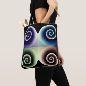 Vier Abstracte kleurenspiralen Tote Bag (Dichtbij)