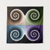 Vier Abstracte kleurenspiralen Wandkleed (Voorkant (horizontaal))