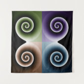 Vier Abstracte kleurenspiralen Wandkleed (Voorkant)