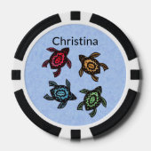 Vier Abstracte Schildpadden met Kleurrijke Schelpe Poker Chips (Voorkant)