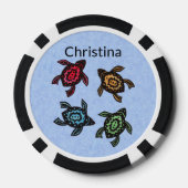 Vier Abstracte Schildpadden met Kleurrijke Schelpe Poker Chips (Achterkant)