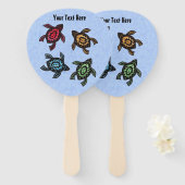 Vier Abstracte zwarte schildpadden Kleurrijke sche Handwaaier (Voorkant en achterkant)