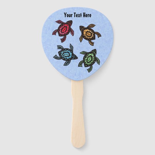 Vier Abstracte zwarte schildpadden Kleurrijke sche Handwaaier (Voorkant)