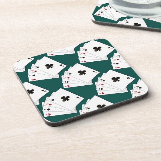 Vier Aces die Kaarten spelen Onderzetters (Linkerzijde)