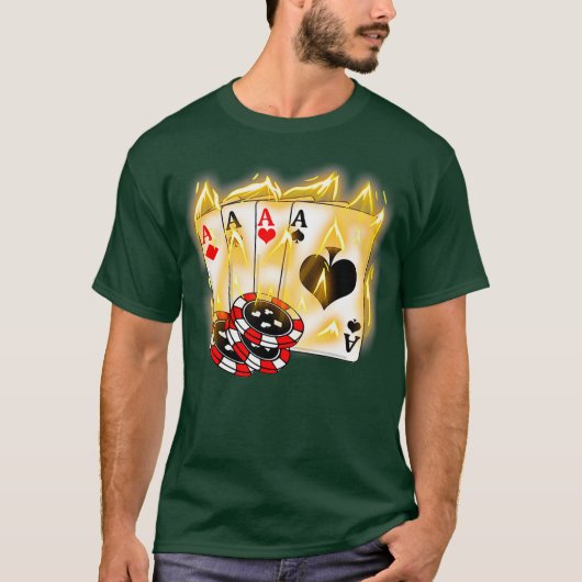 Vier Aces Poker Cool Quad Aces Poker verbranden T-shirt (Voorkant)