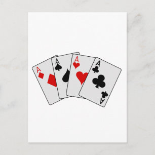 Vier Aces (vier van een soort) pokerspelkaarten Briefkaart