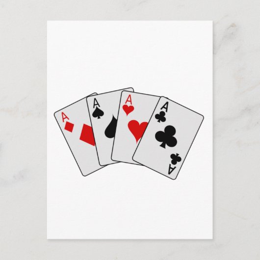 Vier Aces (vier van een soort) pokerspelkaarten Briefkaart (Voorkant)
