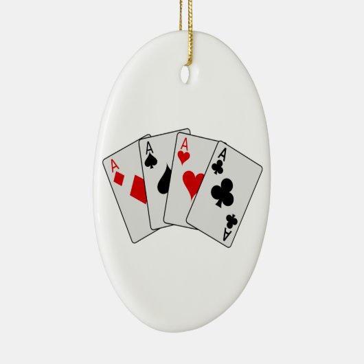 Vier Aces (vier van een soort) pokerspelkaarten Keramisch Ornament (Rechts)