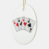 Vier Aces (vier van een soort) pokerspelkaarten Keramisch Ornament (Links)