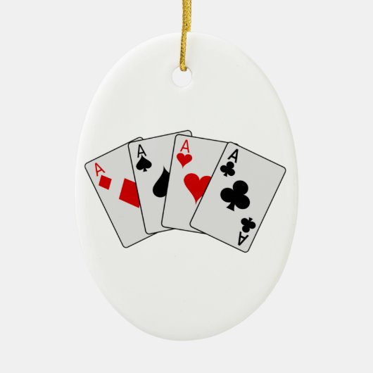 Vier Aces (vier van een soort) pokerspelkaarten Keramisch Ornament (Voorkant)
